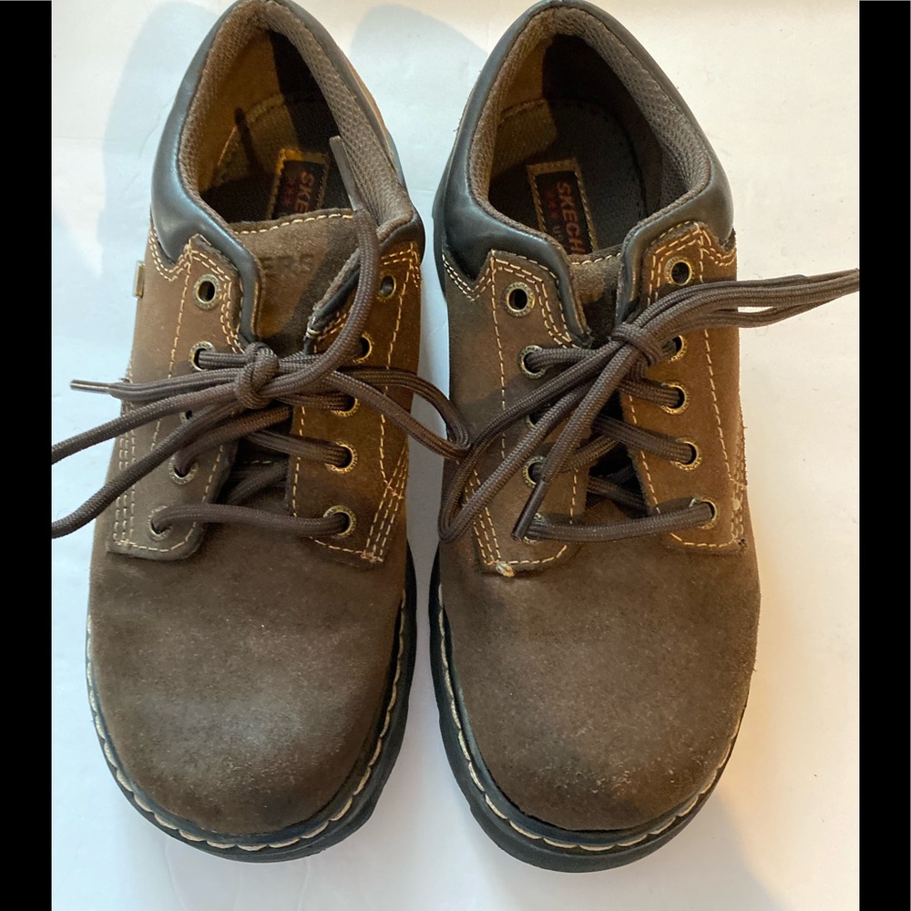 Sketchers brown lace up chunky heel Sz